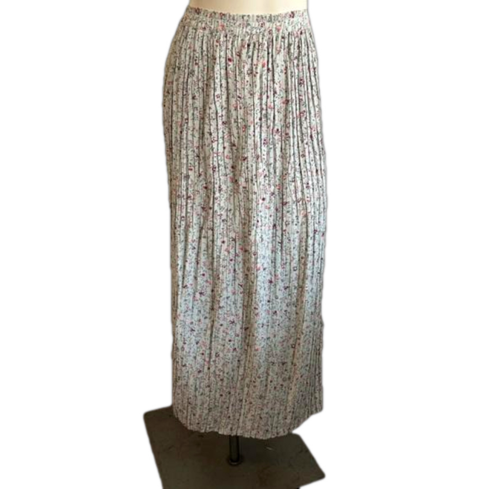 TALBOTS VTG Pleated Floral pull on  Skirt LARGE